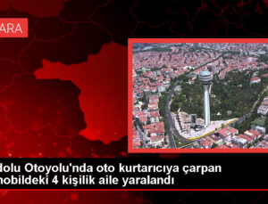Anadolu Otoyolu’nda oto kurtarıcıya çarpan arabadaki aile yaralandı