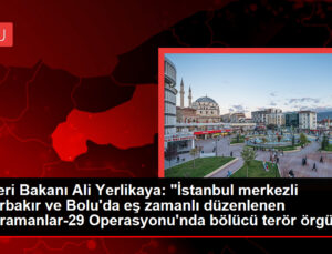 İçişleri Bakanı Ali Yerlikaya: “İstanbul merkezli Diyarbakır ve Bolu’da eş vakitli düzenlenen ‘Kahramanlar-29 Operasyonu’nda bölücü terör örgütü…