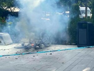 Bolu’da Bisikletin Aküsü Patladı, Polis Grupları Yangına Müdahale Etti