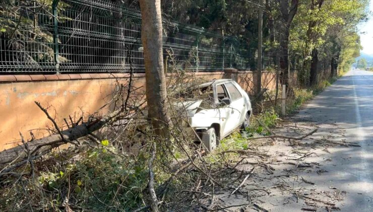 Bolu’da Denetimden Çıkan Arabada Yangın Çıktı, Şoför Yaralandı