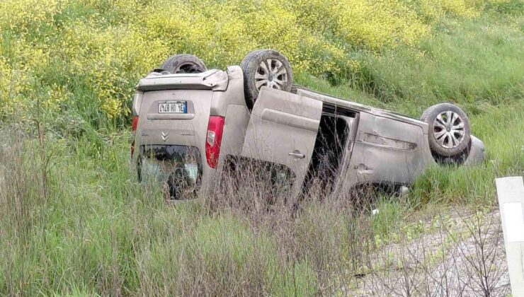 Denetimden çıkan araba takla attı: 2 yaralı