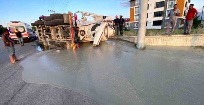 Bolu’da beton mikseri devrildi: 1 yaralı