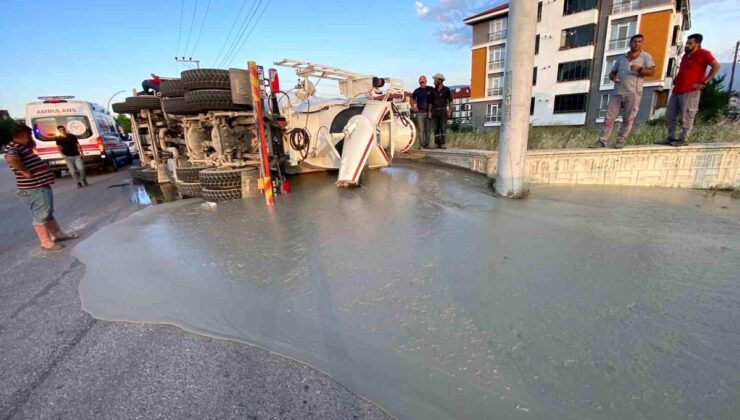 Bolu’da beton mikseri devrildi: 1 yaralı