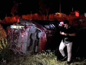 Bolu’da denetimden çıkan araba takla attı: 2 yaralı