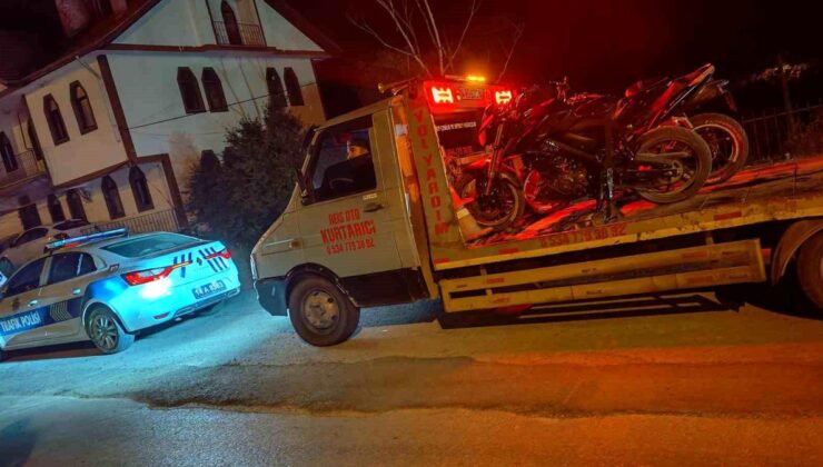 Mudurnu’da kural tanımaz motosikletlilere geçit yok: 2 araç trafikten men edildi